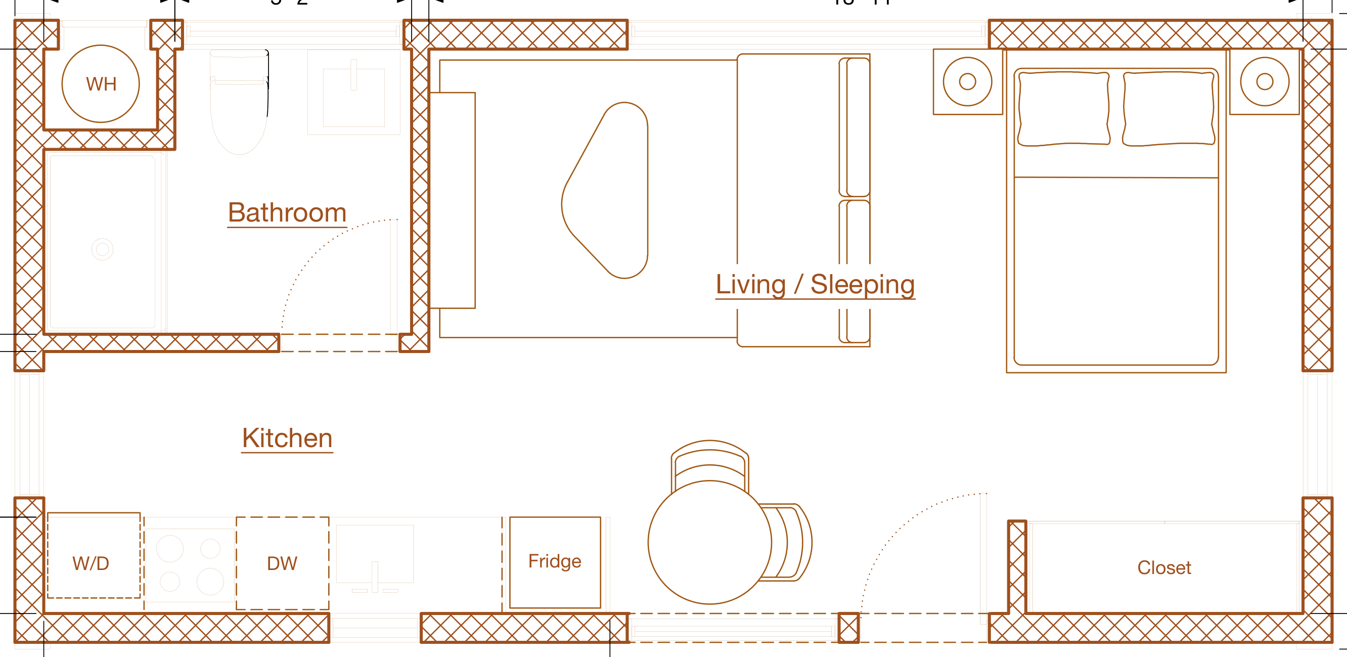 Abodu Studio floor plan: Studio, 1 bath, 385 Sq Ft
